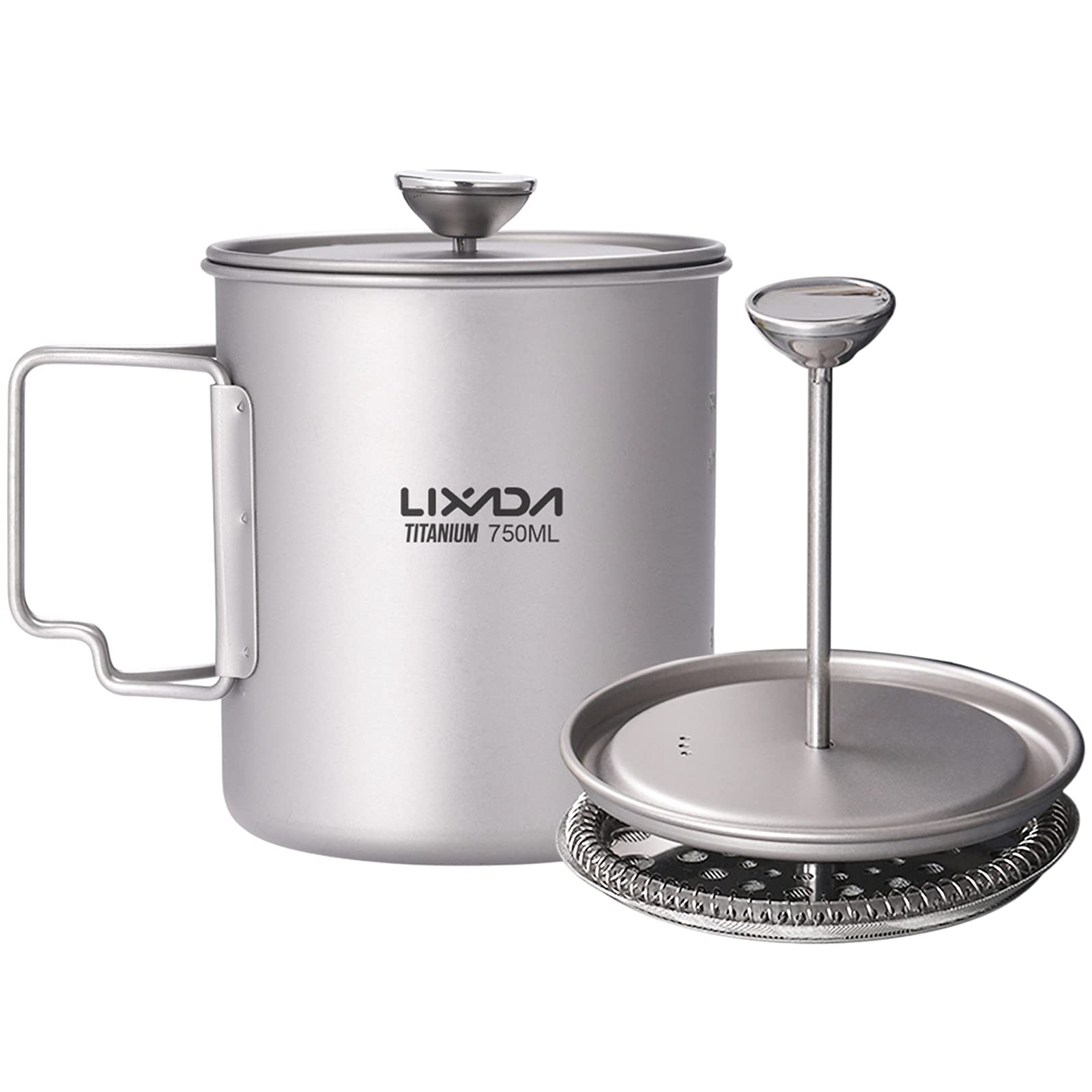 Lixada titanium French Press 750ml in outdoor setting for on-the-go brewing