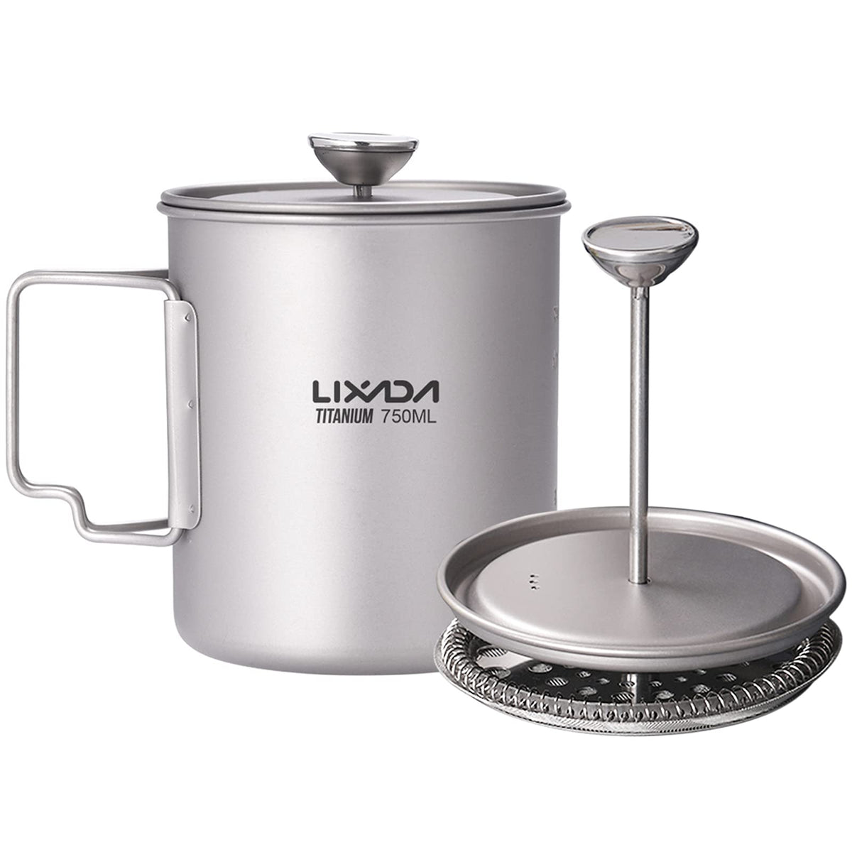 Lixada titanium French Press 750ml in outdoor setting for on-the-go brewing
