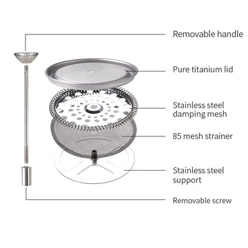 Lixada titanium French Press with foldable handle folded for compact storage