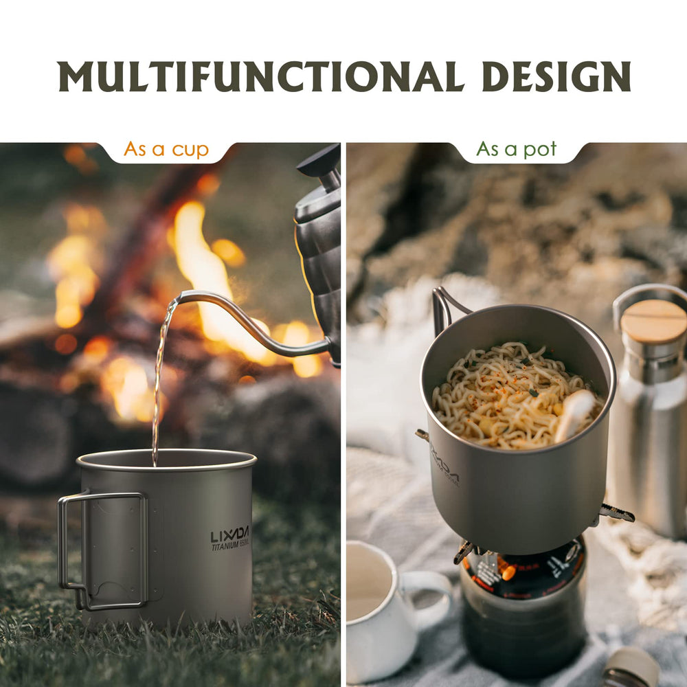 Lixada titanium pot backpacking-use showcases ultralight durable cookware.