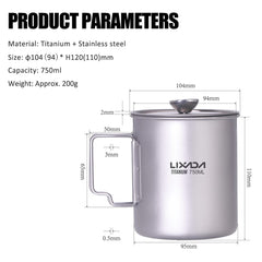 Lixada titanium pot with lid emphasizes heat retention during camping