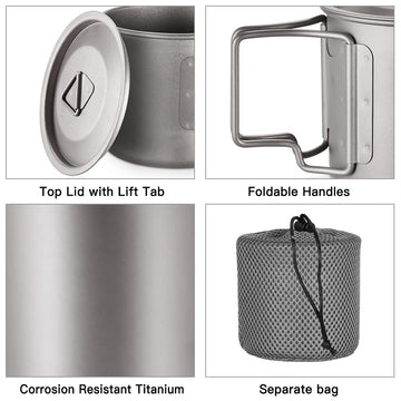 Lixada titanium pot used as cup and small cooking vessel for tea or coffee