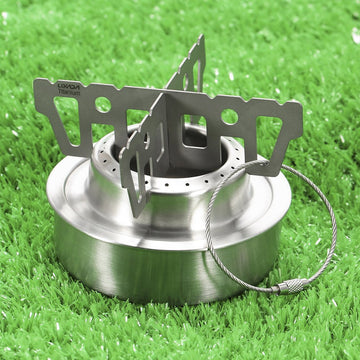 Lixada titanium stove rack in use with an alcohol stove showing steady support.