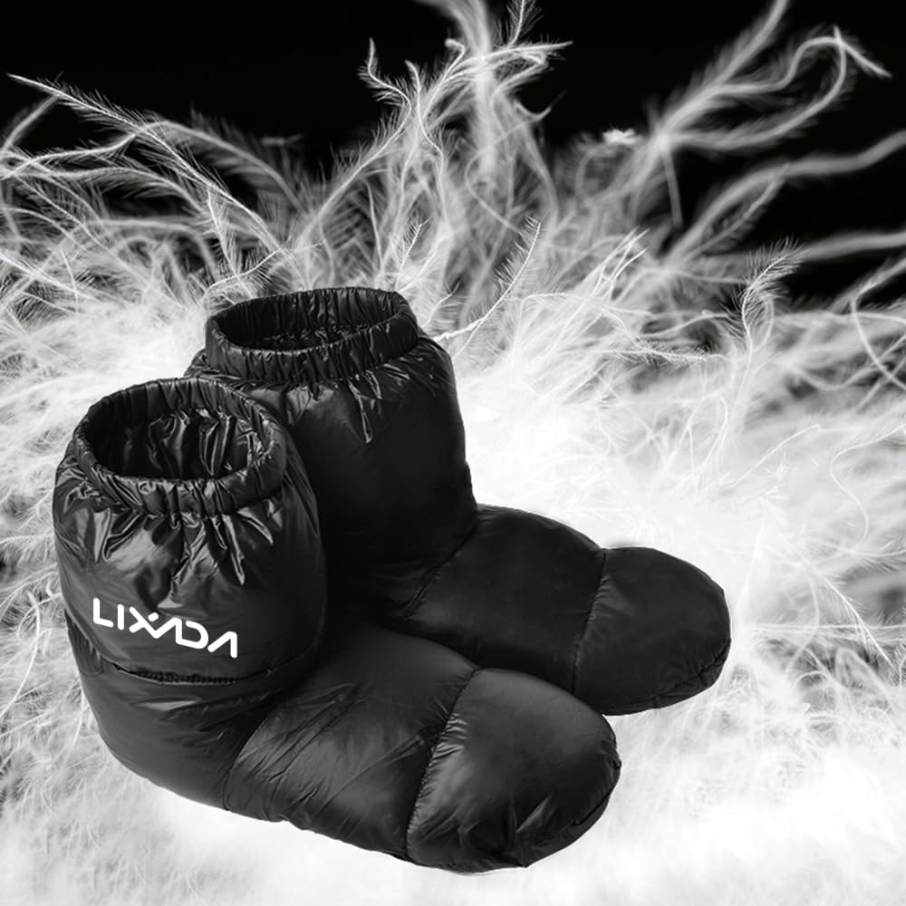 Lixada ultralight booties interior lining reveals 90% duck down for plush comfort