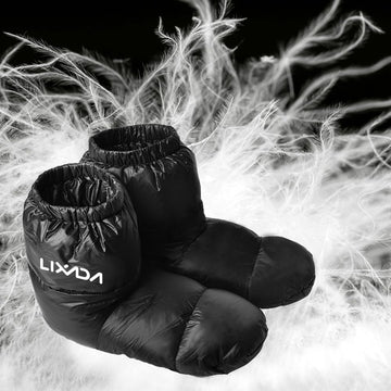 Lixada ultralight booties interior lining reveals 90% duck down for plush comfort