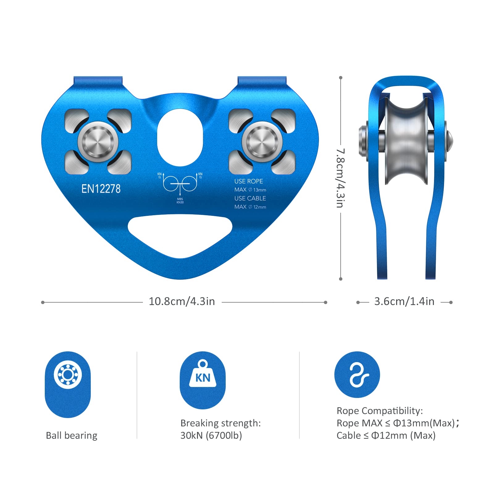 Lixada zipline pulley supporting up to 12 mm cable diameter