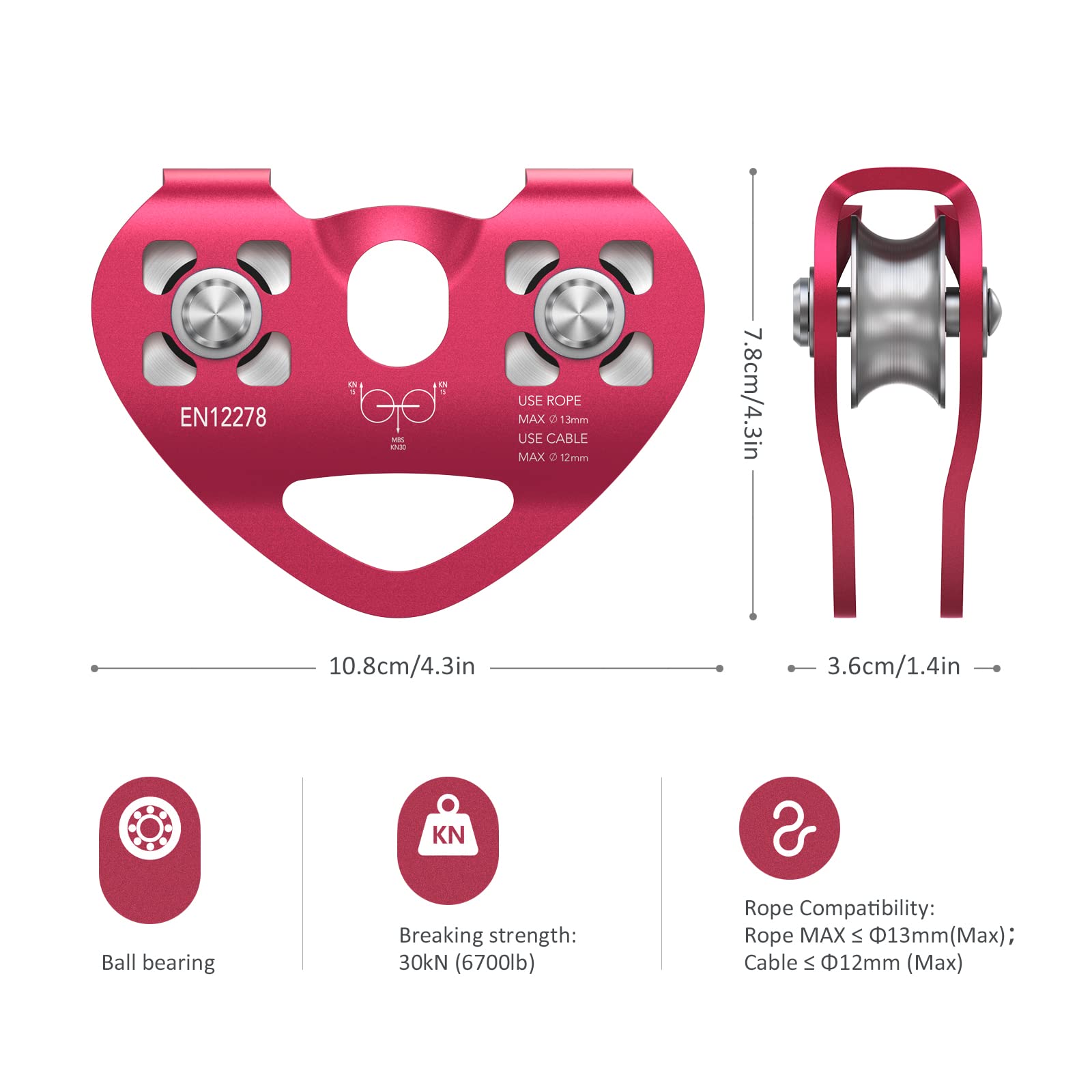 Lixada zip line pulley supports various cable diameters for versatile setups