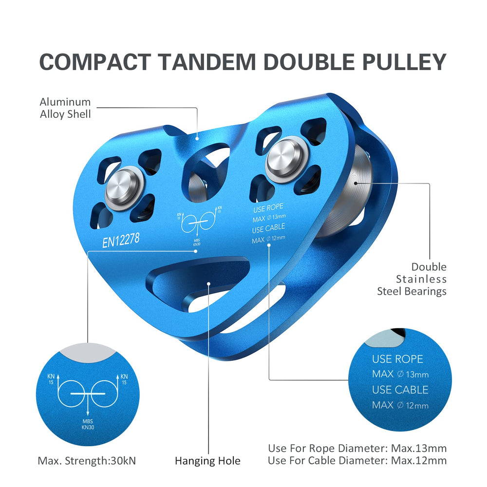 Lixada zipline pulley supporting up to 13 mm rope diameter