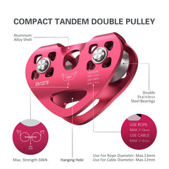 Lixada zip line pulley with stainless ball bearings, steady operation during rides