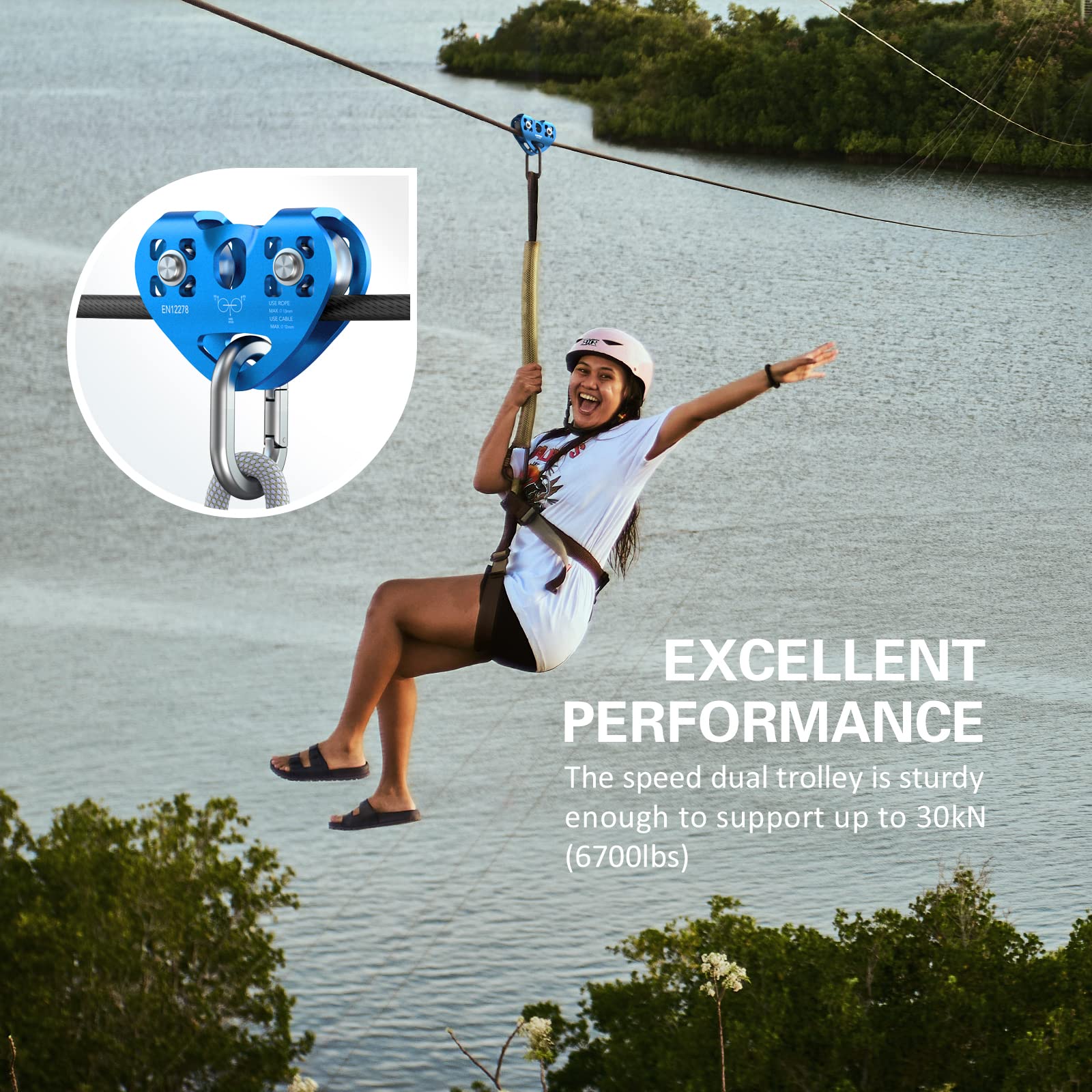 Lixada zipline pulley with stainless steel pulleys for durability