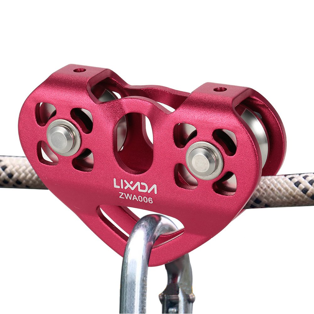 Lixada zip line pulley tandem 30KN, robust dual wheels for safe backyard rides