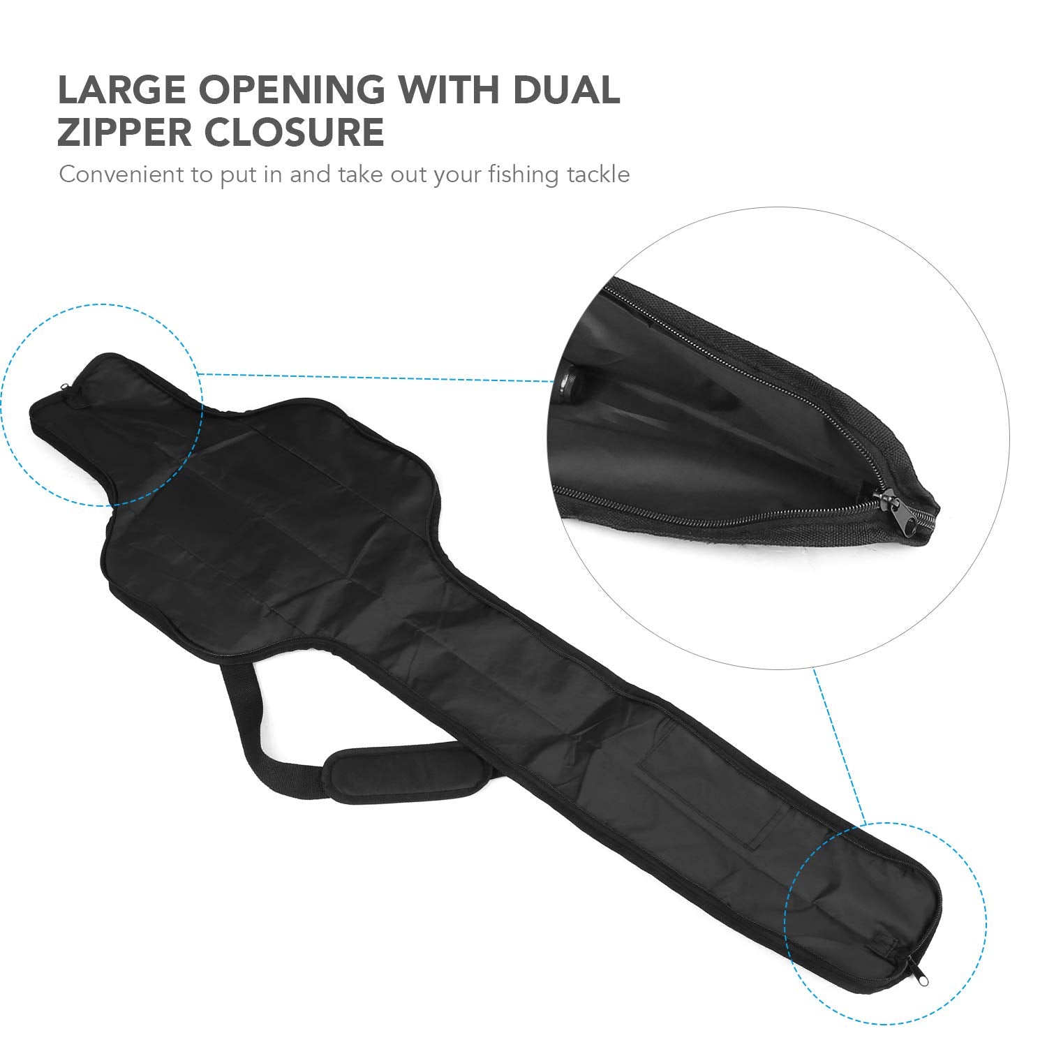 Open bag showing large opening and bimetallic zipper