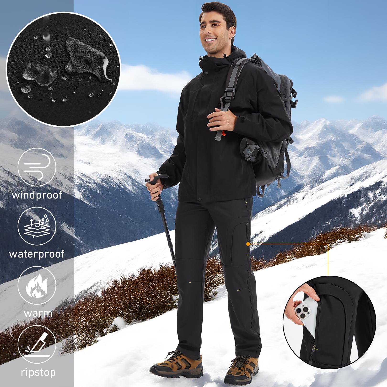 Lizorn cold weather outer shell pants ready for urban and outdoor use.