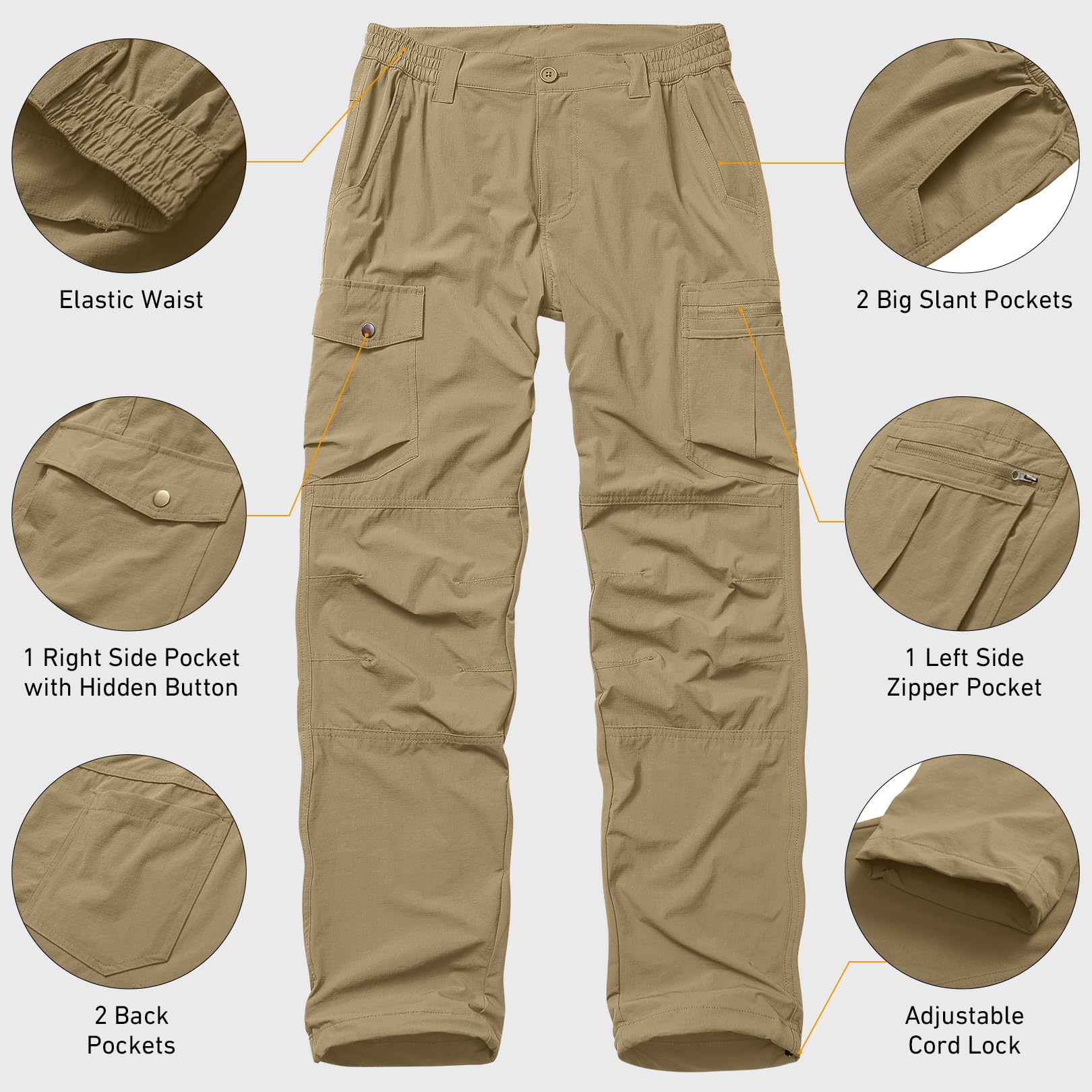 Lizorn hiking pants cuff with adjustable cord for secure fit