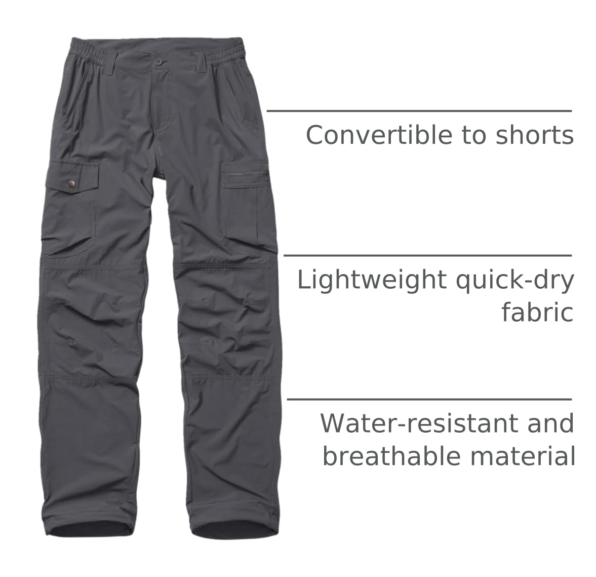 Lizorn mens hiking pants cord-lock cuffs prevent bugs and adjust fit.