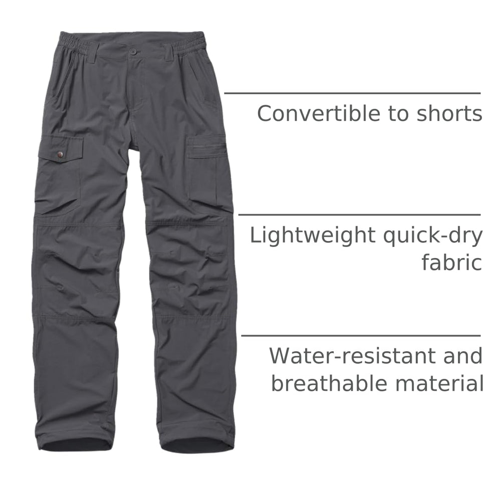 Lizorn mens hiking pants cord-lock cuffs prevent bugs and adjust fit.