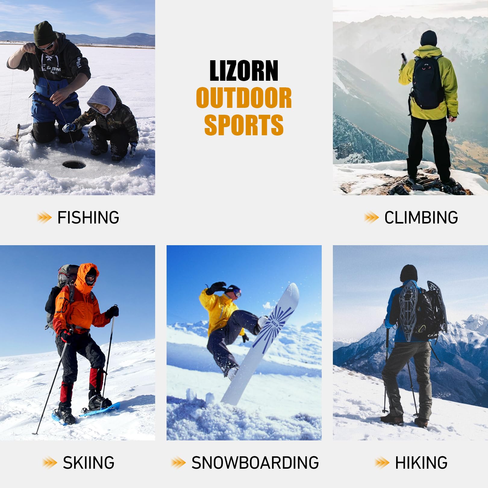 Lizorn snow pants suitable for skiing and winter sports and more.