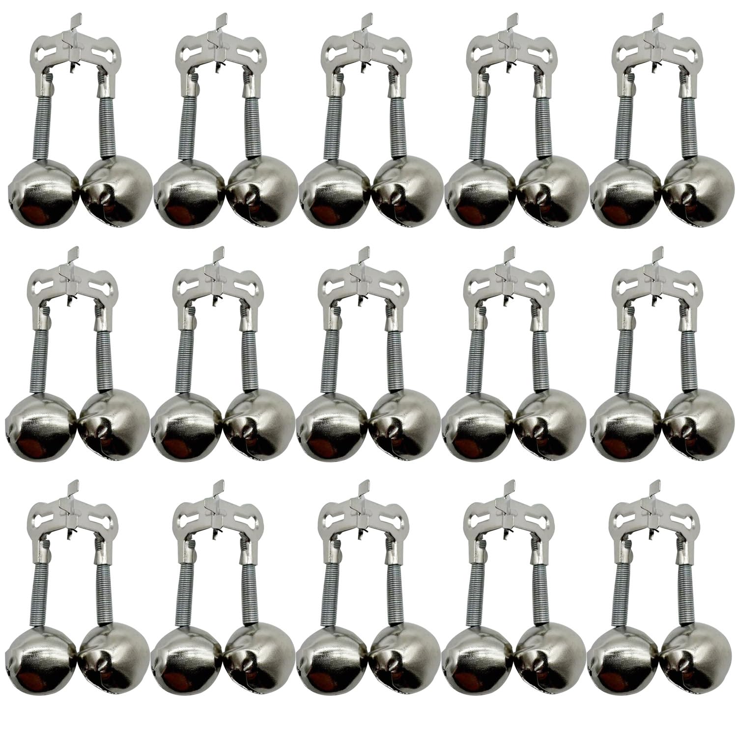 LkyRui 15-piece silver fishing rod clamp rivet bells set, front view