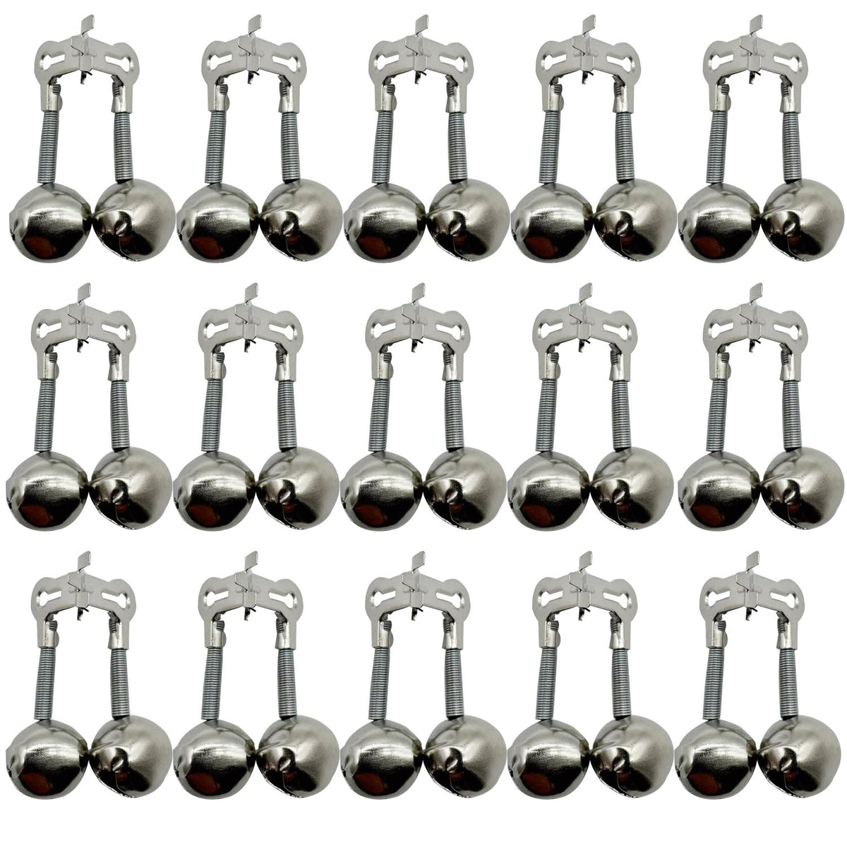 LkyRui 15-piece silver fishing rod clamp rivet bells set, front view