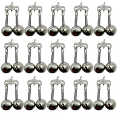 LkyRui 15-piece silver fishing rod clamp rivet bells set, front view