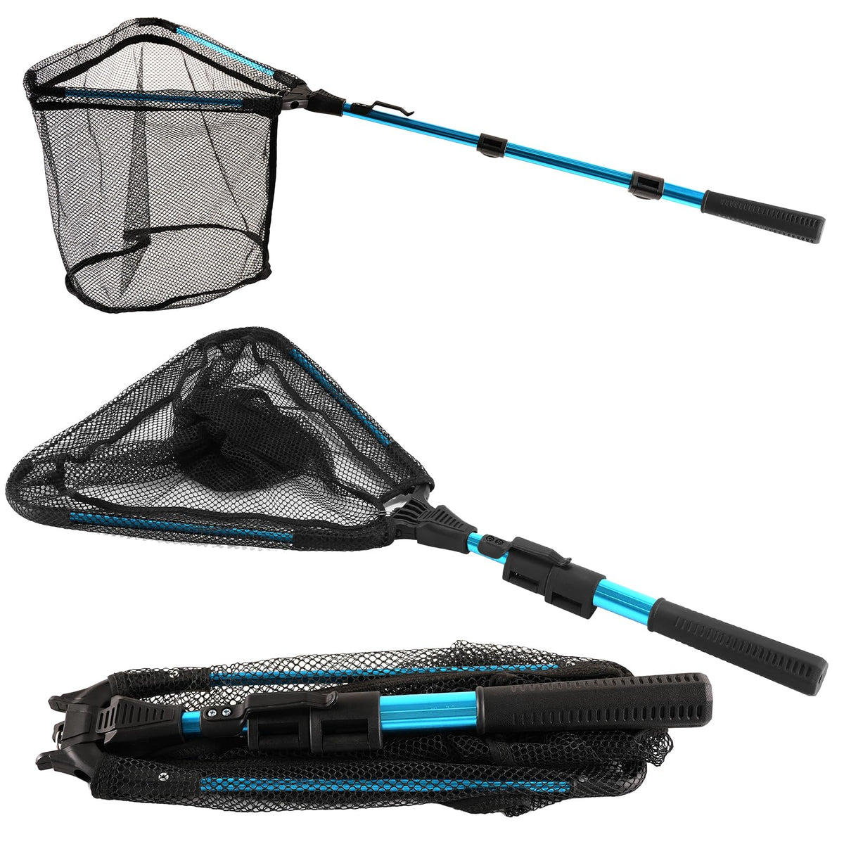 LLCJYYCY fishing net with handle, blue, close-up