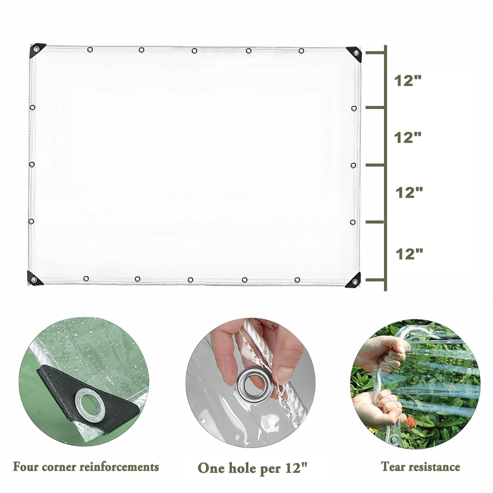 LLPEIJIE026 clear tarp 8x16 corner-reinforced for added durability in outdoor use.