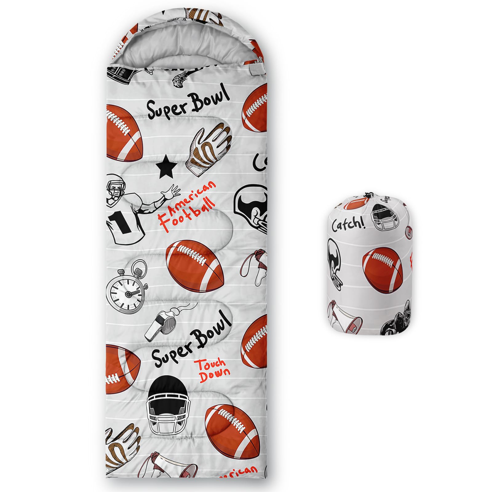 lneffble football sleeping bag for kids design with playful patterns for cozy camping nights