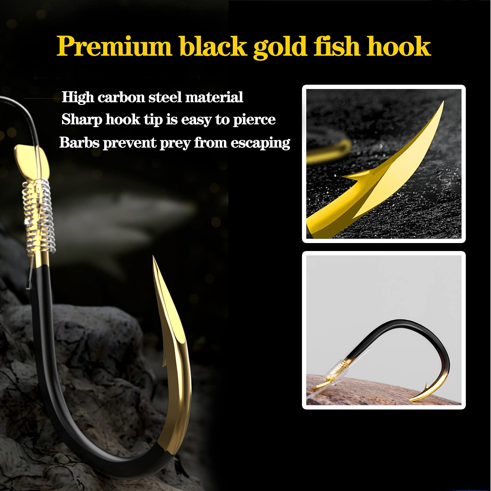 LNOJENR double hook rig barbed closeup highlights higher hookup potential and reduced escape risk
