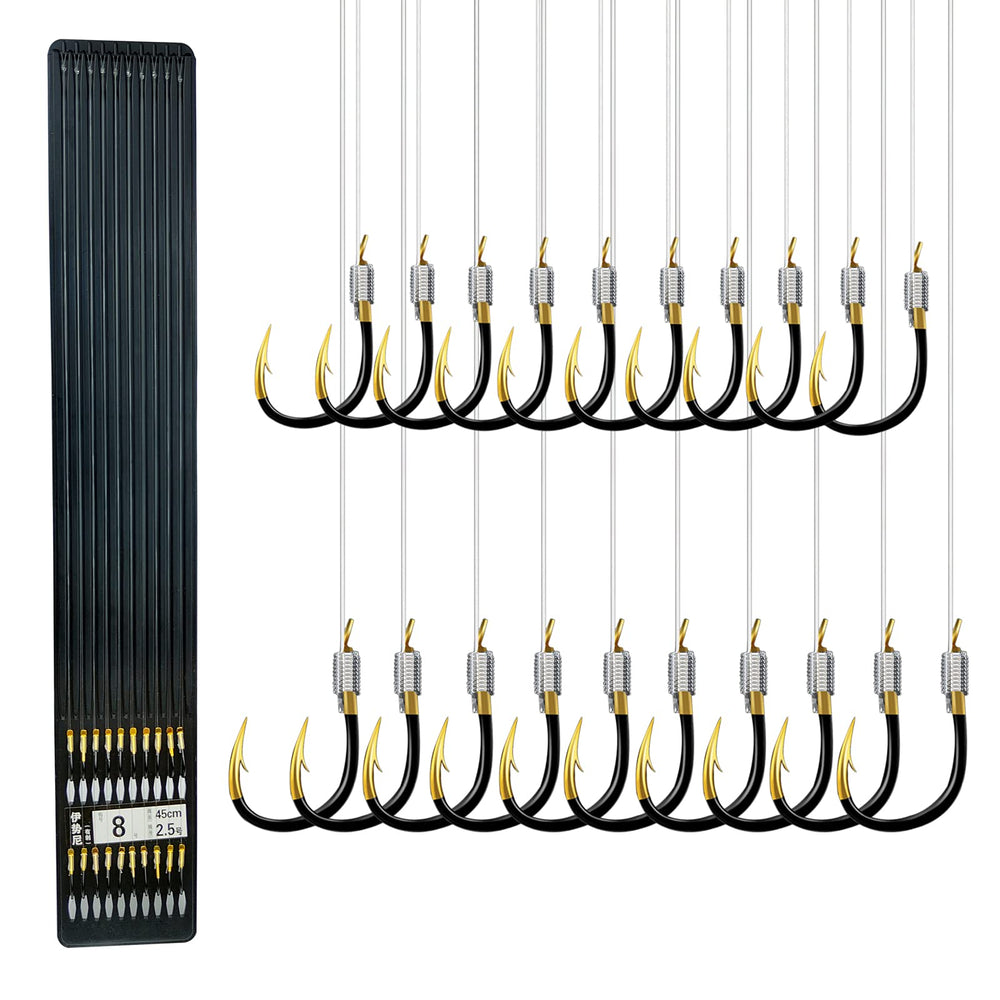 LNOJENR small hooks with line closeup show sharp, corrosion‑resistant design for versatile fishing