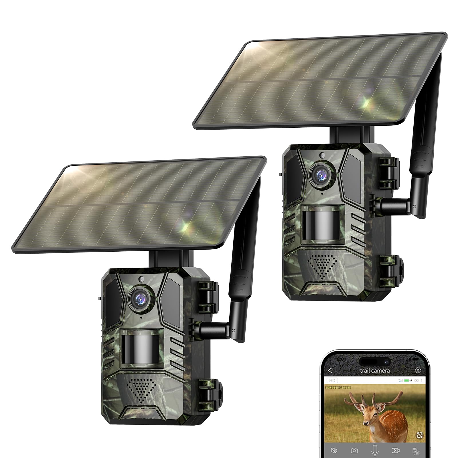 Loatos Cellular Trail Camera 2-Pack front view showing compact weatherproof design for remote scouting