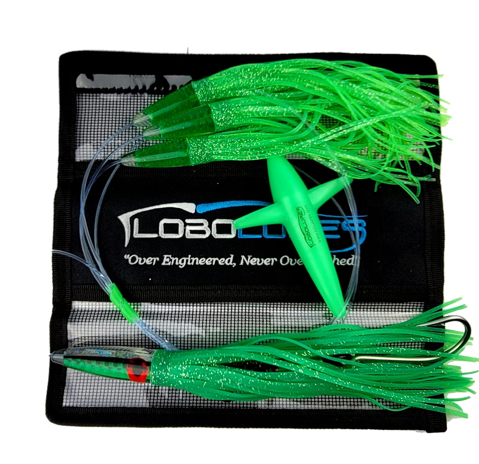 Front view of Lobo Lures #219 13-inch Green Machine Daisy Chain with Glow Bird