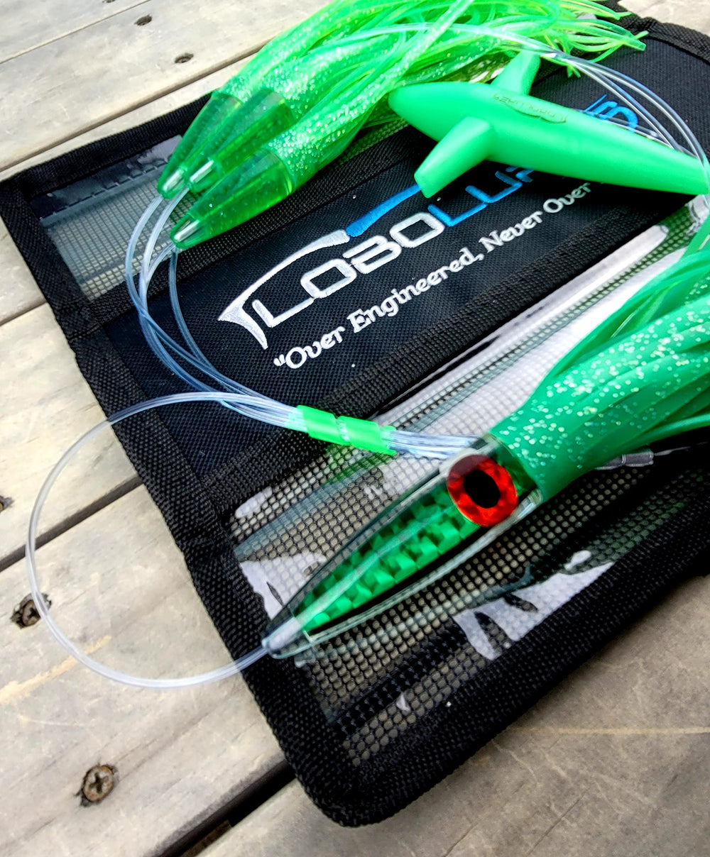 Lobo Lures #219 daisy chain ready for tuna and mahi tackle display