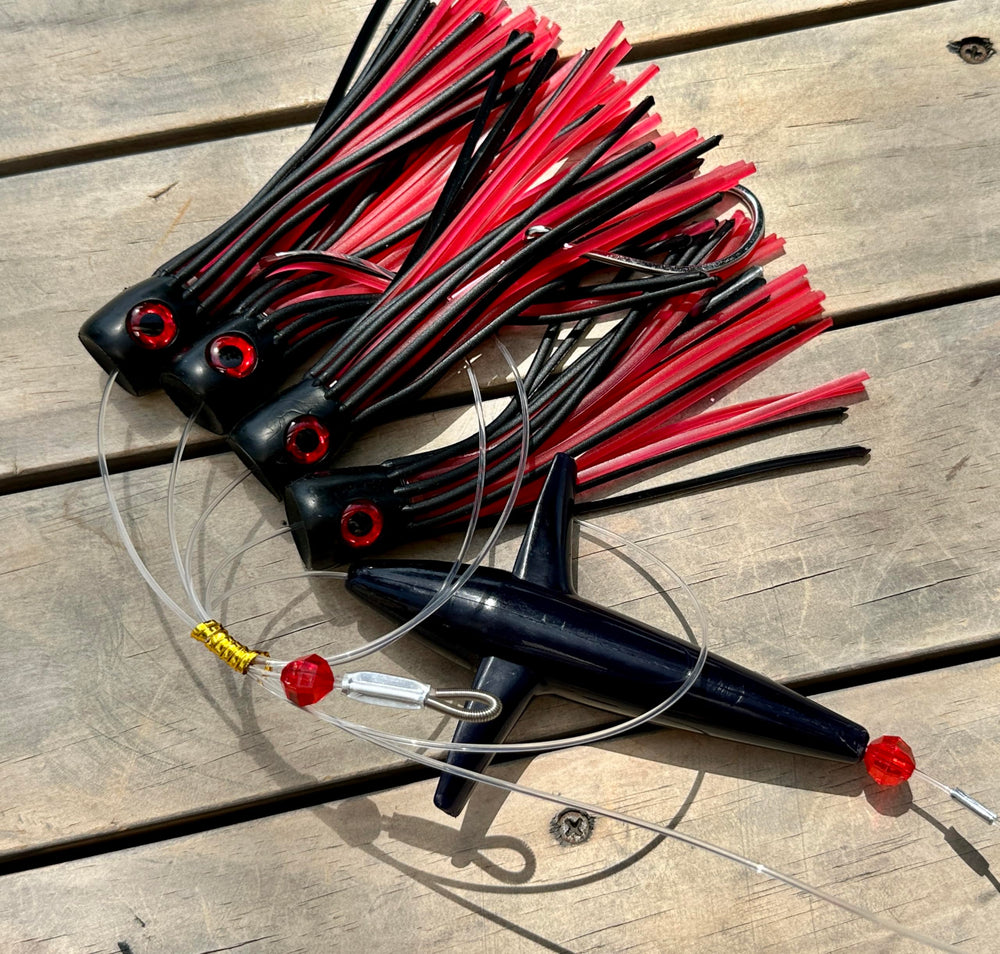 Lobo Lures #245 200lb leader with chafe guard protects line during trolling