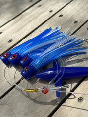 Lobo Lures #245 soft head chuggers close-up shows flexible lures igniting curiosity in pelagic fish