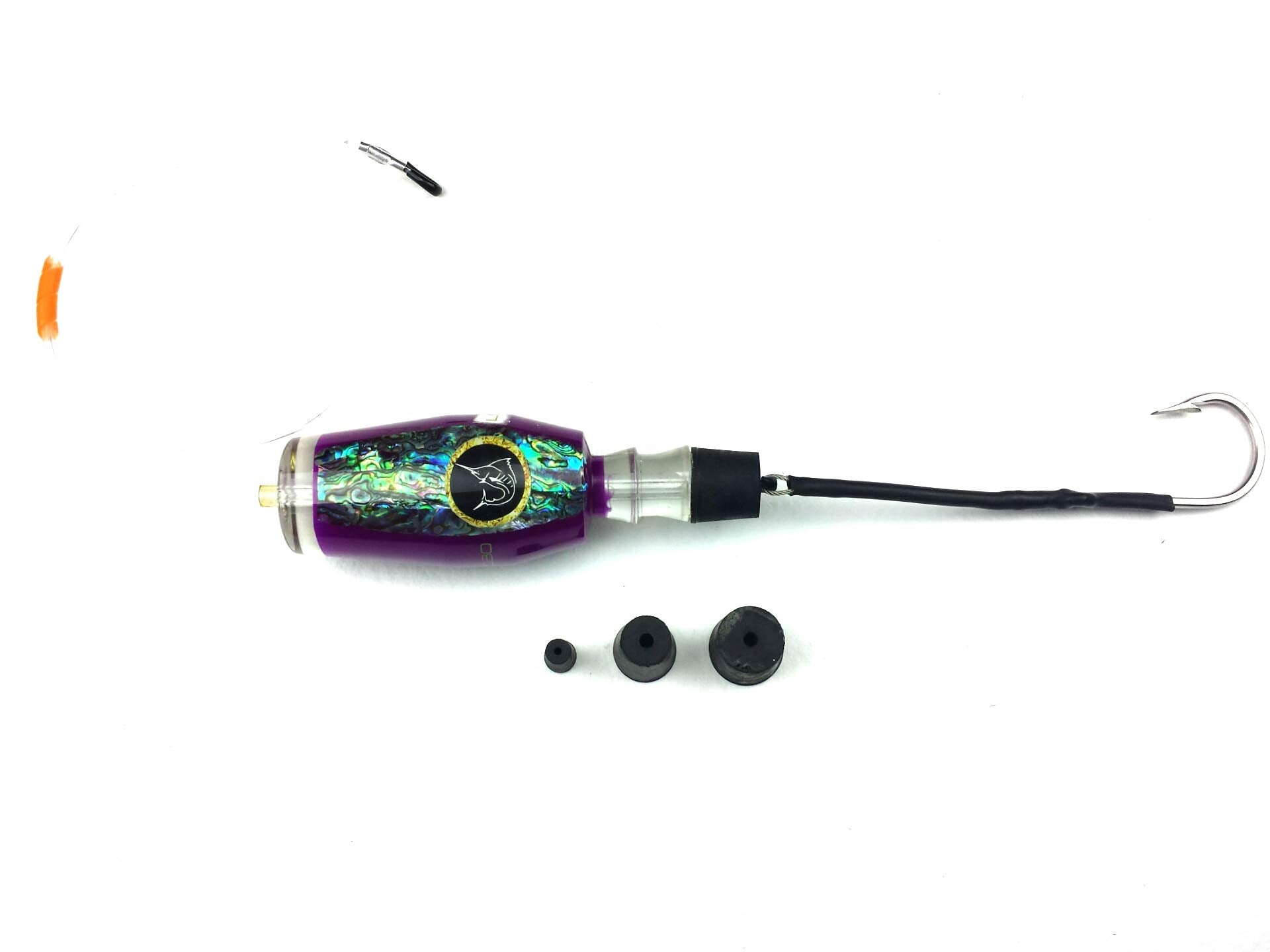 Lobo Lures lock stops installed on a trolling rig showing hardware compatibility