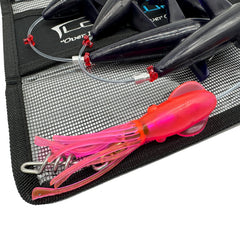 Lobo Lures Prattling setup featuring a 750lb corkscrew swivel and glow squid for streamlined gear