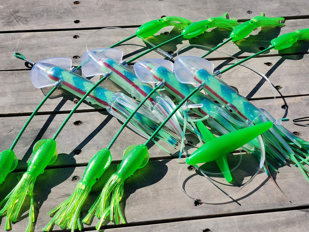 Lobo Lures SquidNation Billfish Edition Longtail Flippy Floppy, ideal for triggering bites from juvenile billfish.