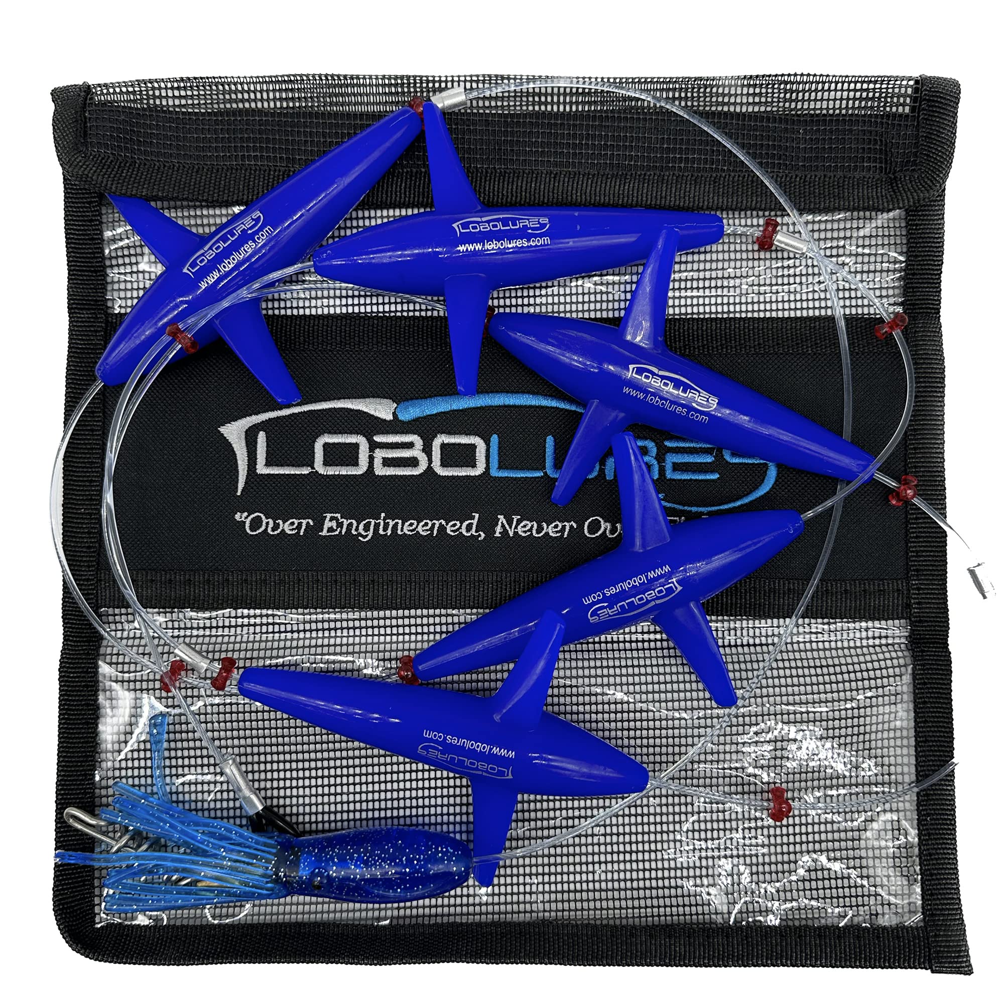 Lobo Lures Super Glow Green Prattling Tuna Teaser Daisy Chain enhances visibility for tuna