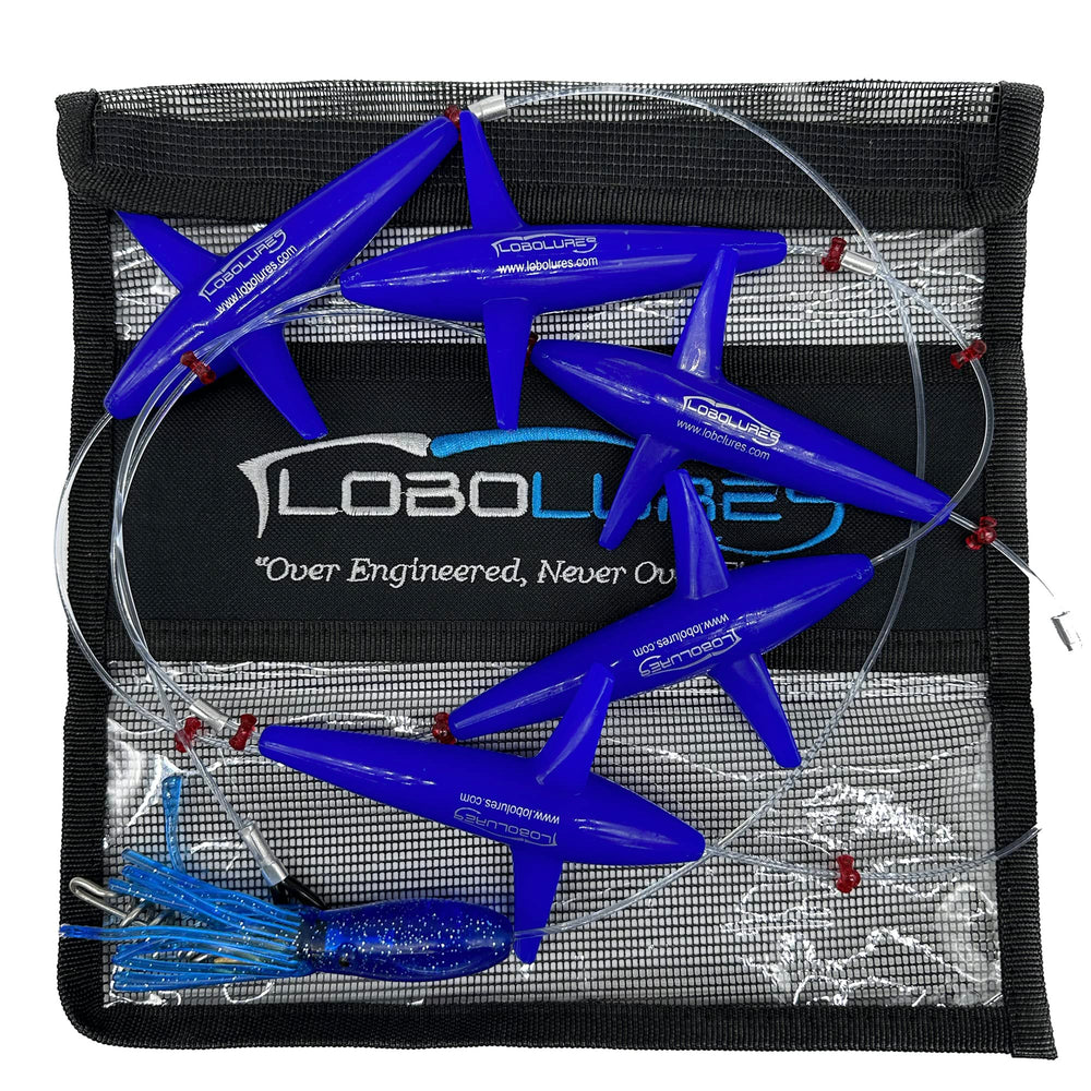 Lobo Lures Super Glow Green Prattling Tuna Teaser Daisy Chain enhances visibility for tuna