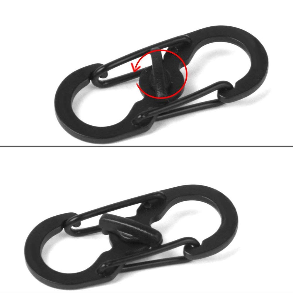 Lockable 8-shaped buckle supports up to 1.4 kg for light items.