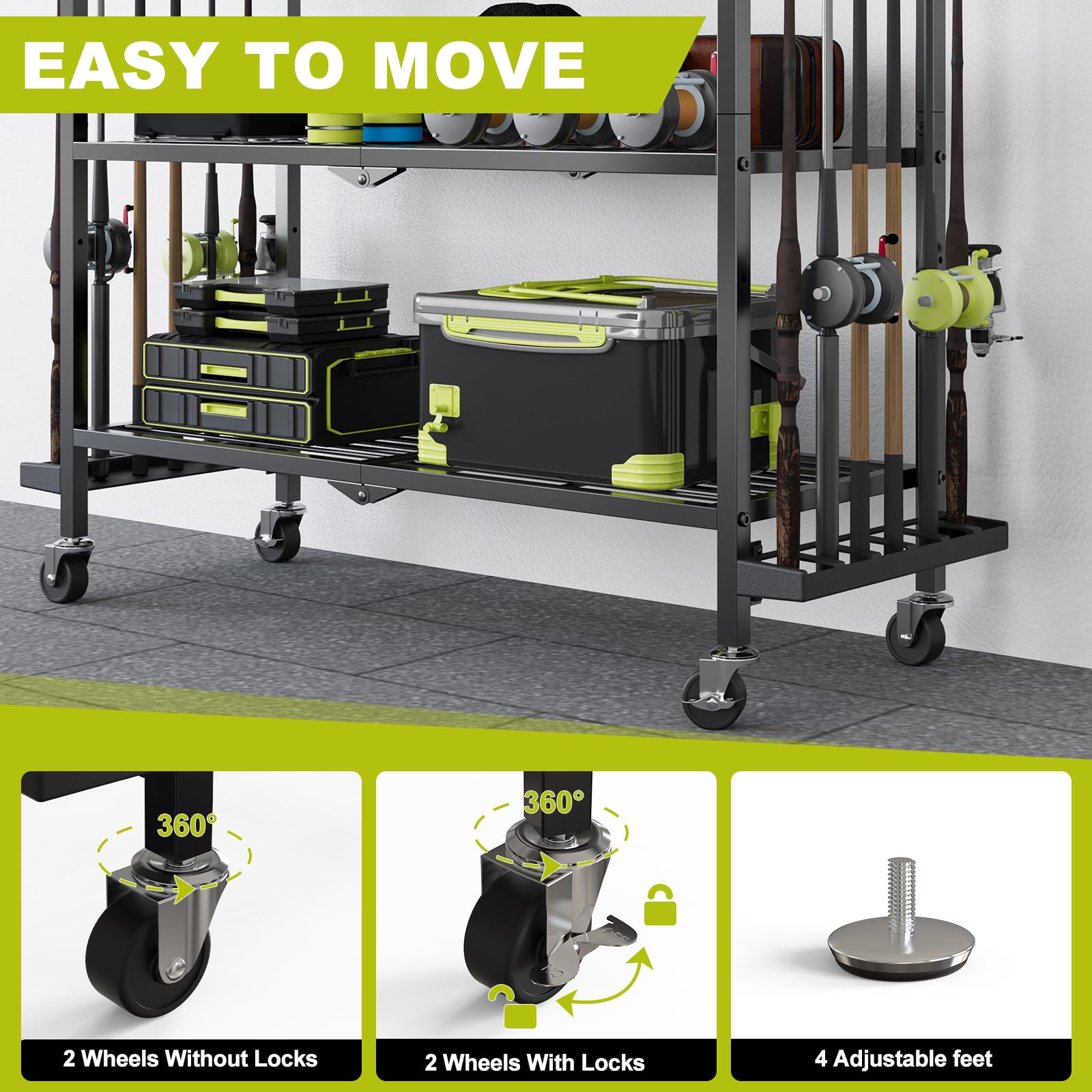 Lockable caster wheels providing stability during use