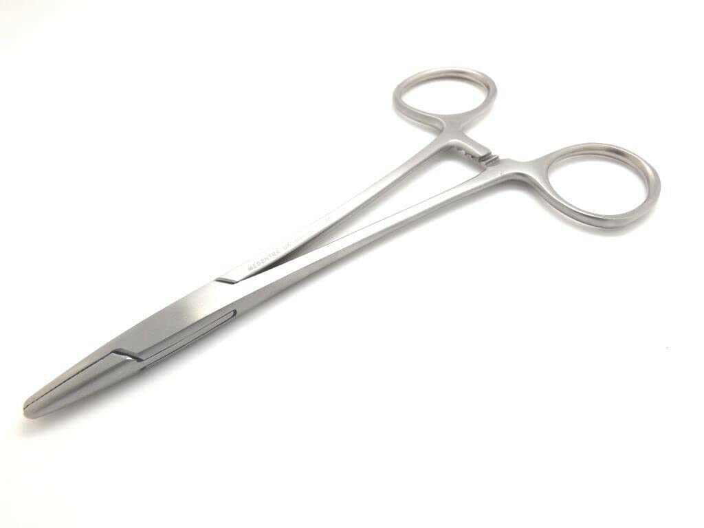 Locking pliers with locking grip teeth for earring holder and veterinary tools – 14 cm