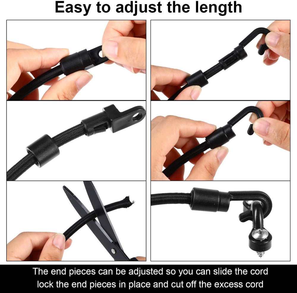 Locking shock cord hooks with fixed ends