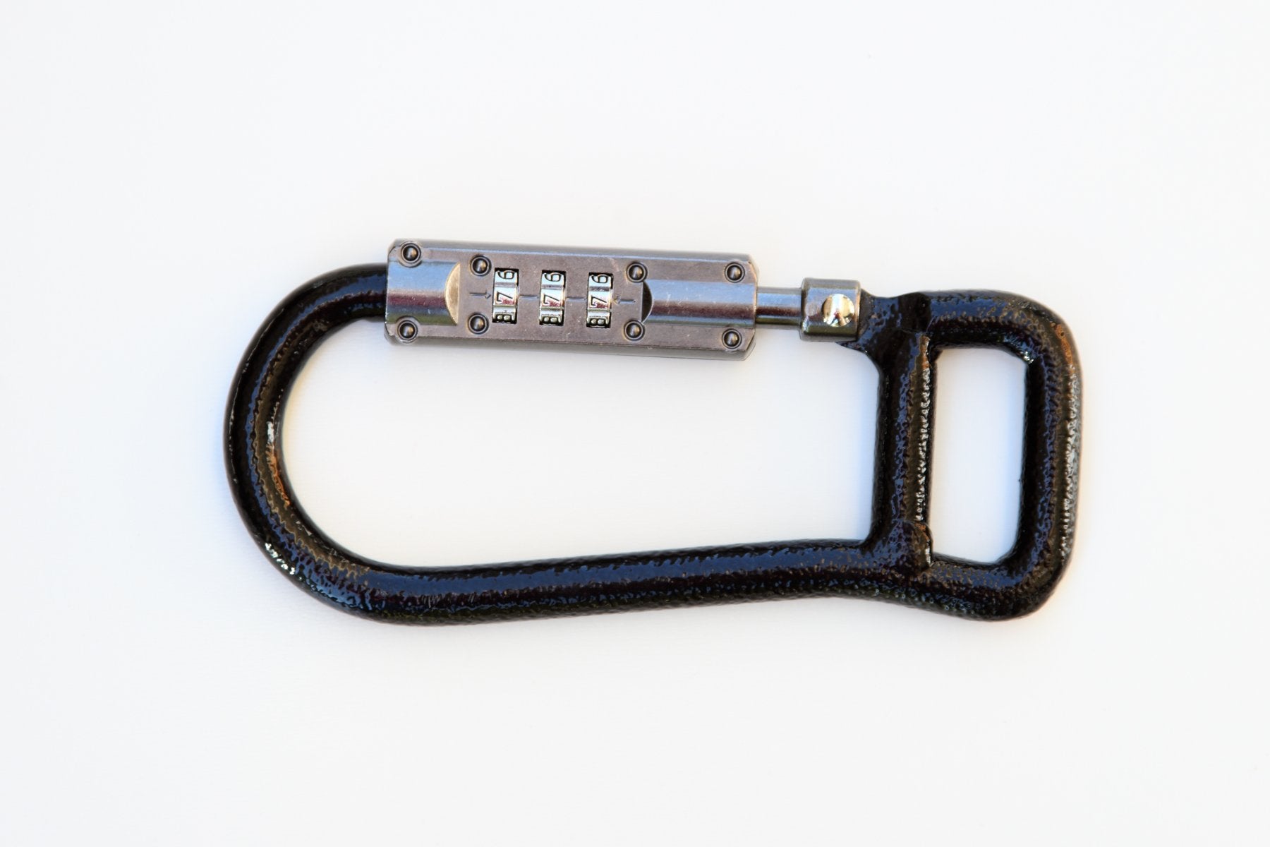 Lockstraps 801 carabiner in black, helps secure tie downs and bikes.