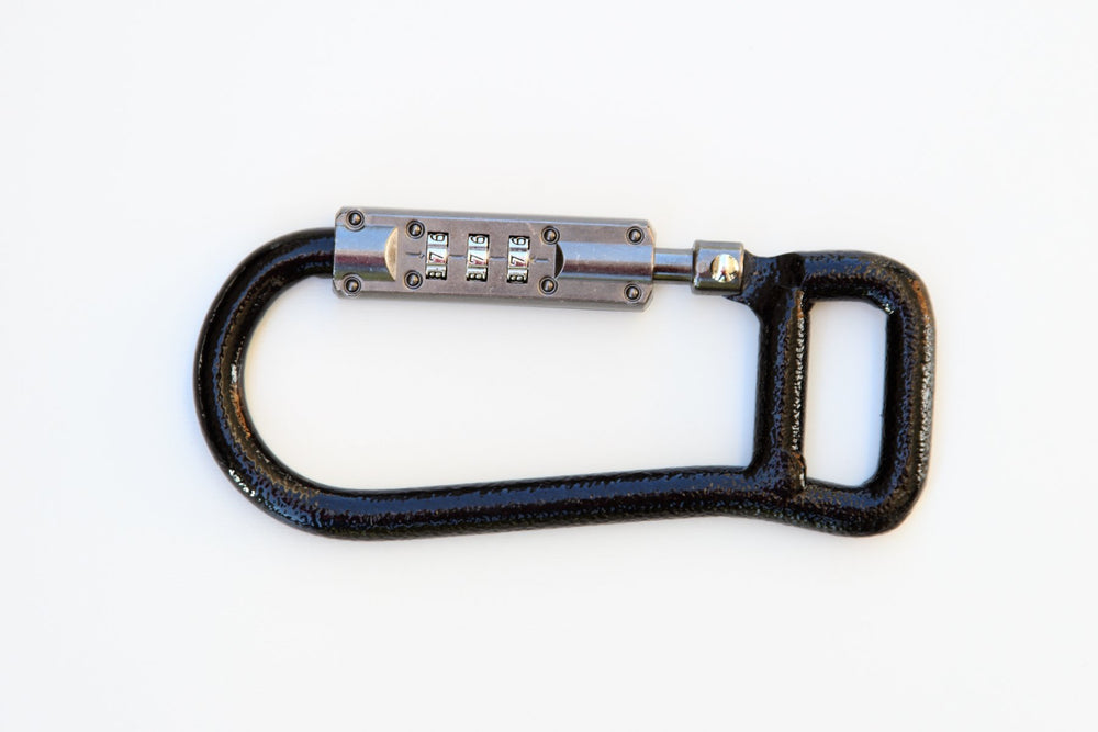 Lockstraps 801 carabiner in black, helps secure tie downs and bikes.