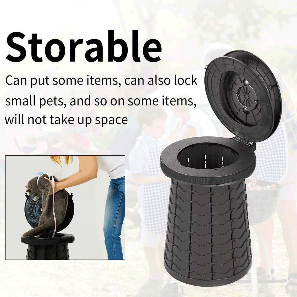 LOCYOP folding toilet stool in extended position for comfortable camping use.
