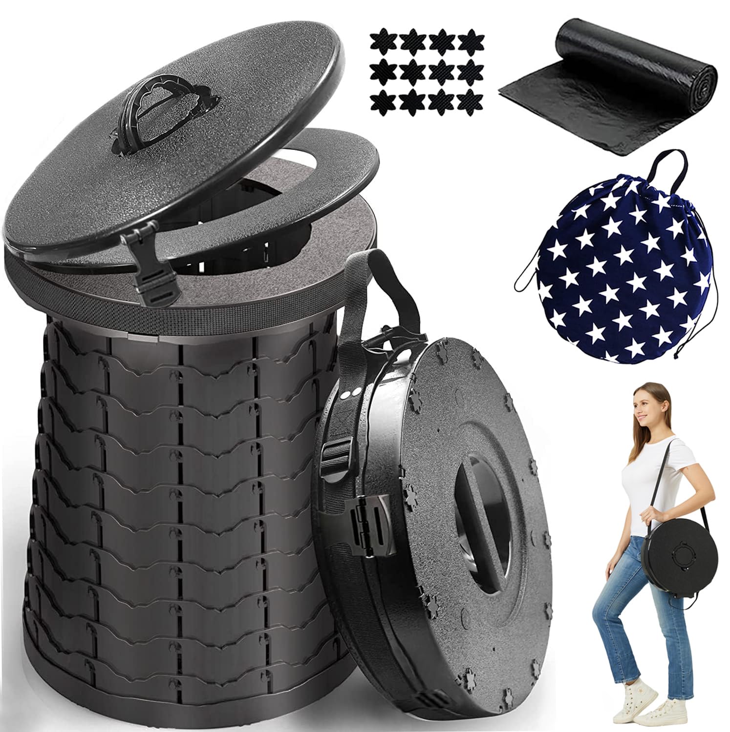 LOCYOP XXL portable toilet camping setup with rugged, easy-to-carry design.
