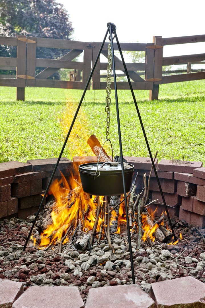 Lodge American-made campfire tripod highlights family-owned craftsmanship outdoors.