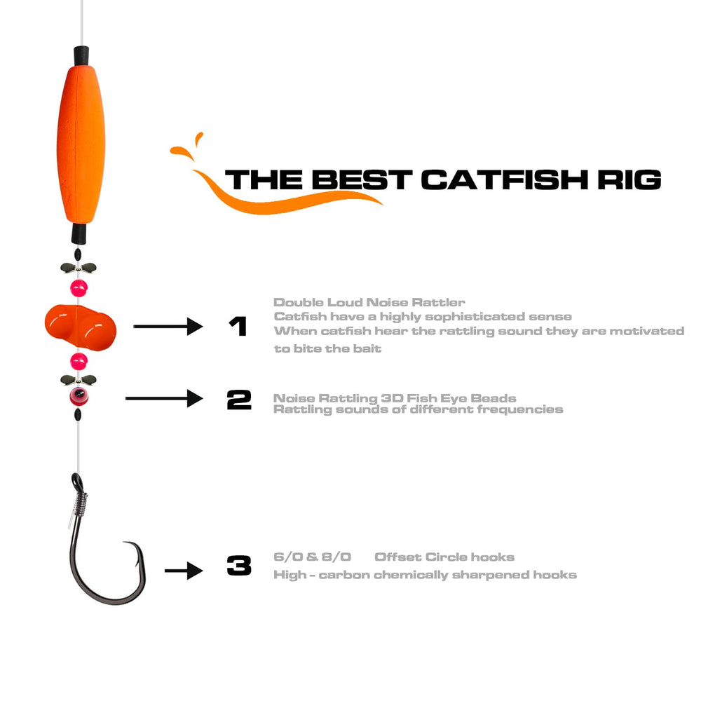 Beads, spinners and other rig accessories for DIY catfish rigs
