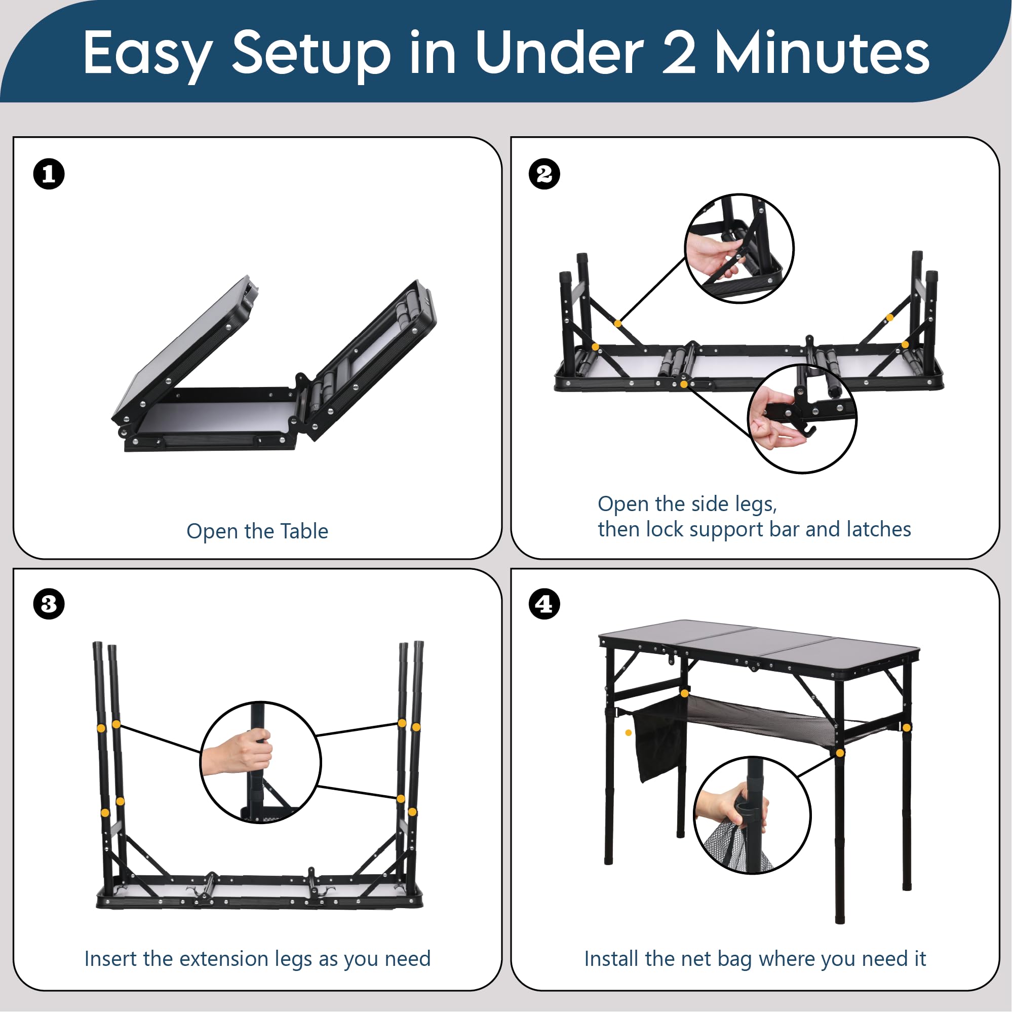 LOFTEY all-in-one storage keeps table, legs, and accessories together.